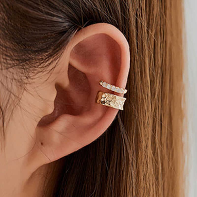 Brincos ins estilo em forma de C argola clipe de orelha conjunto combinação simples liga martelo padrão não perfurado br