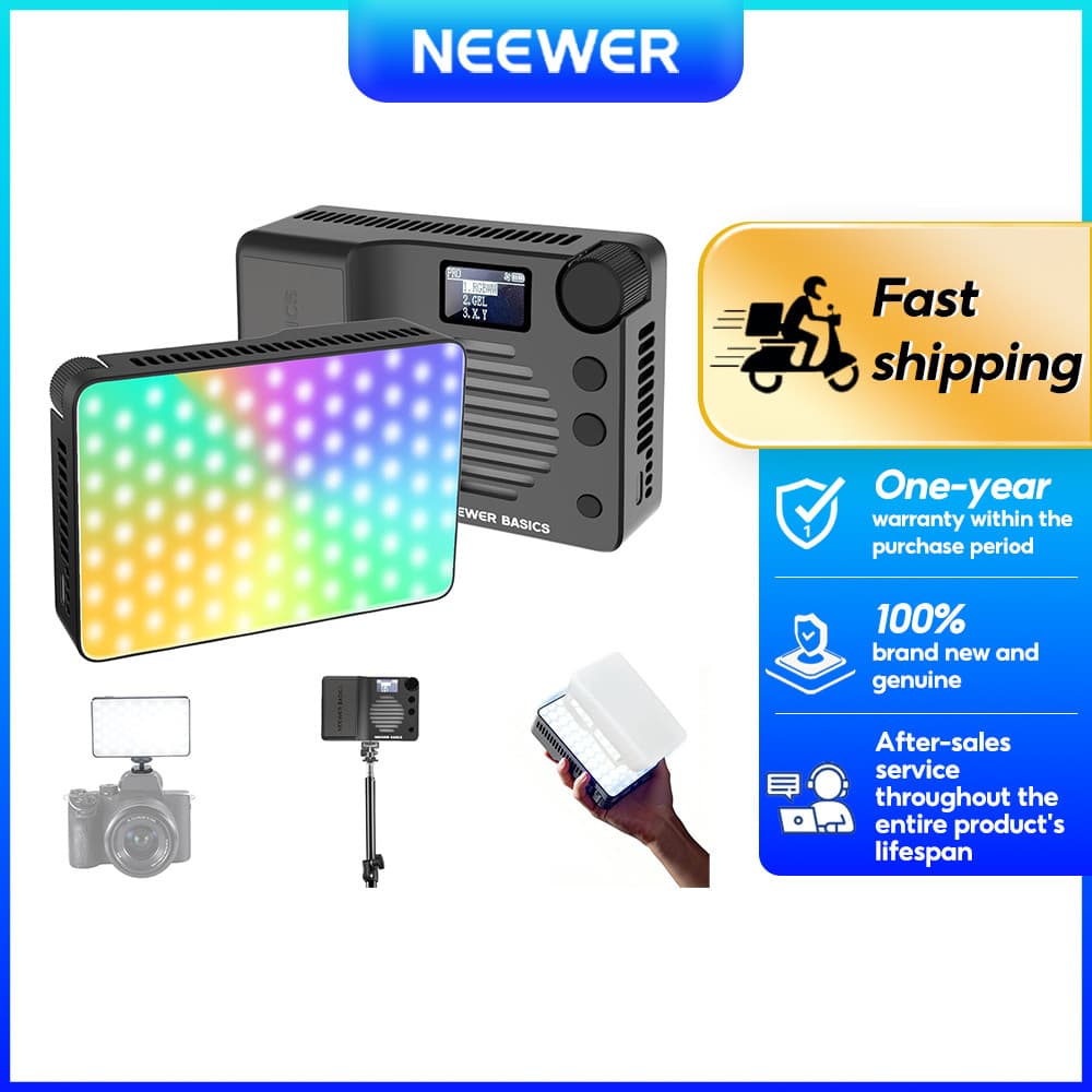 NEEWER BASICS BS40C Full RGB Magnético LED Câmera Luz De Vídeo Com Ventilador , Sapata Fria