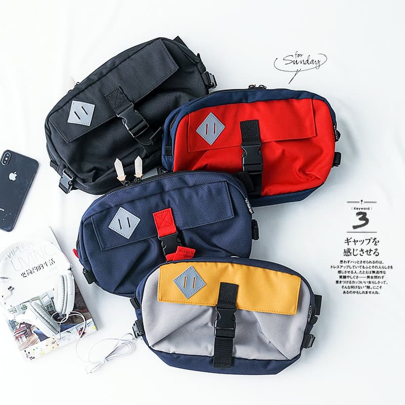 Sun earth & u Bolsa mensageiro japonesa Bolsa de peito Bolsa de cintura de três propósitos repelente de água Oxford Pano