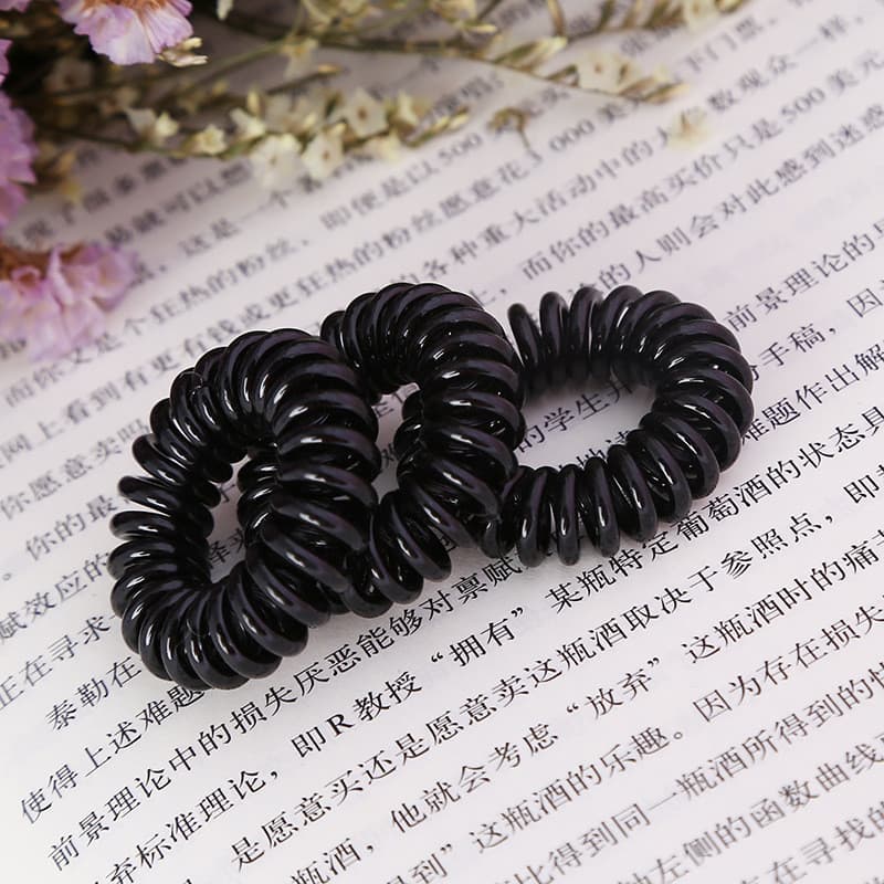 Elástico de cabelo preto de 3,5 cm em formato de cabo telefônico para crianças, acessório de cabelo Yiwu, faixa elástica
