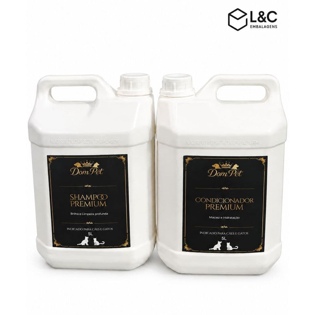 Kit Completo Dom Pet 5 Litros Shampoo + Condicionador Para Gato  Cão Banho Profundo Pet Shop