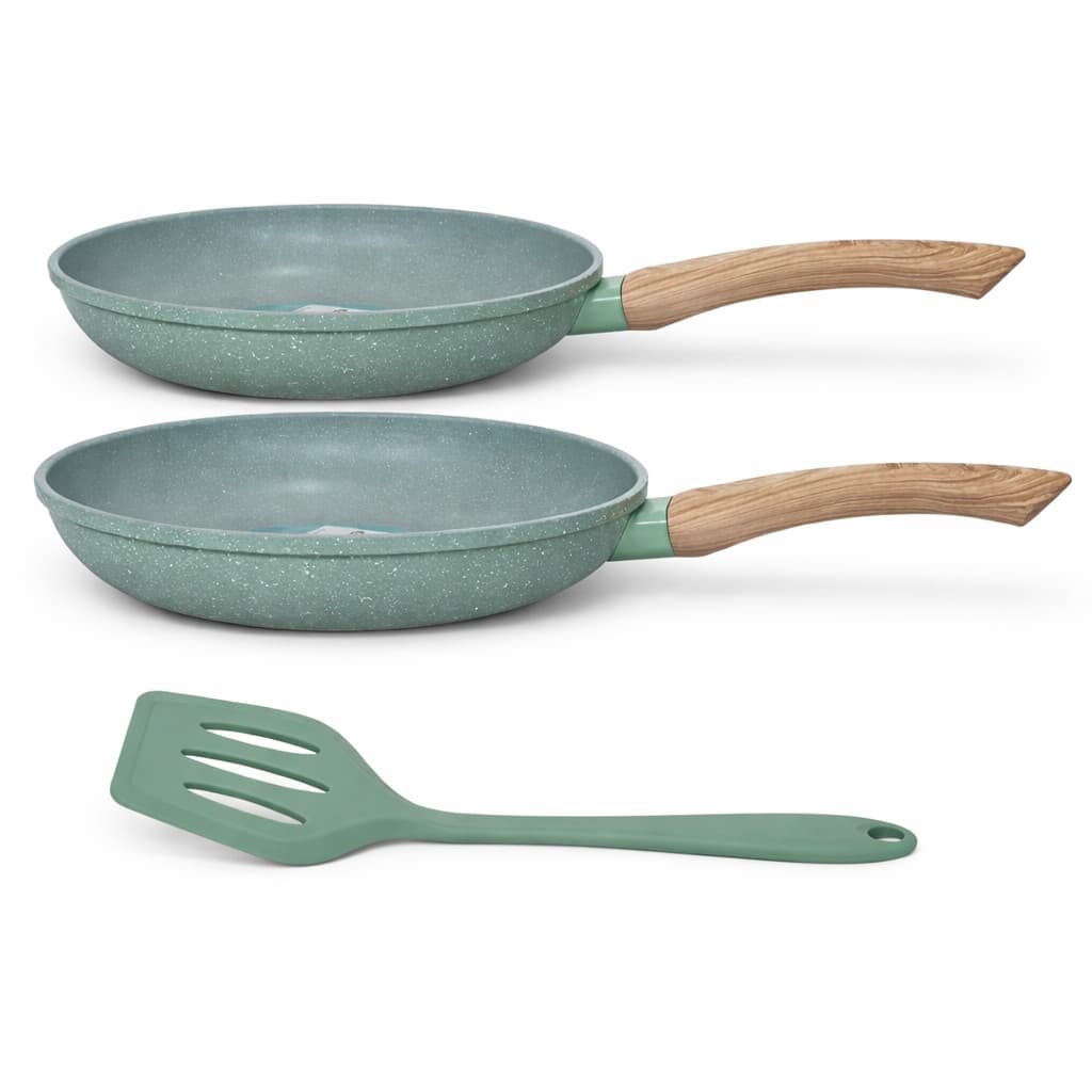 Jogo De 2 Frigideiras 20cm e 24cm com Espátula Verde Lehaví