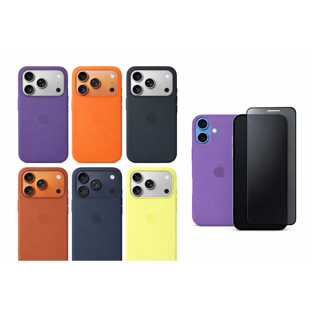 Kit 2em1 Case Silicone Colorida iPhone 17 17 Air 17 Pro 17 Pro Max + Película Privacidade - ADH