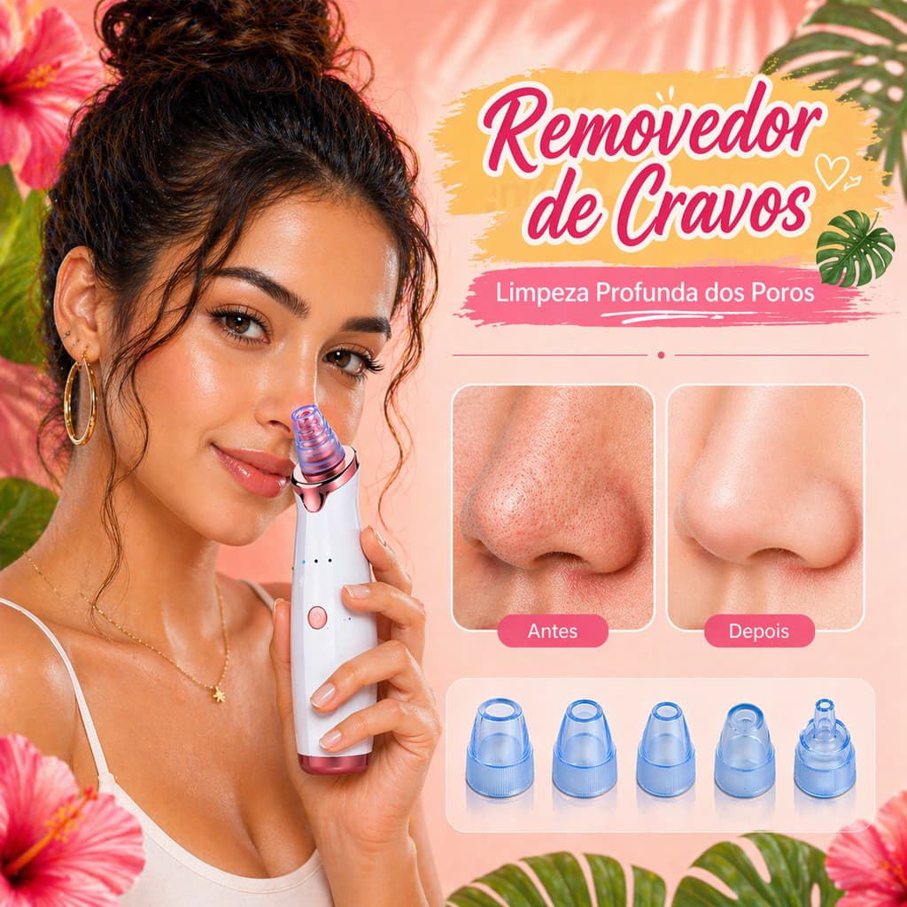 Removedor de Cravos a Vácuo Recarregável Extrator de Cravos e Limpeza Facial Profunda