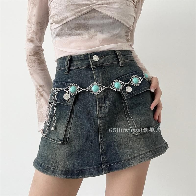 Europeu americano quente menina cinto de corrente de Metal feminino modificado cintura 2026 novo estilo saia decorativa