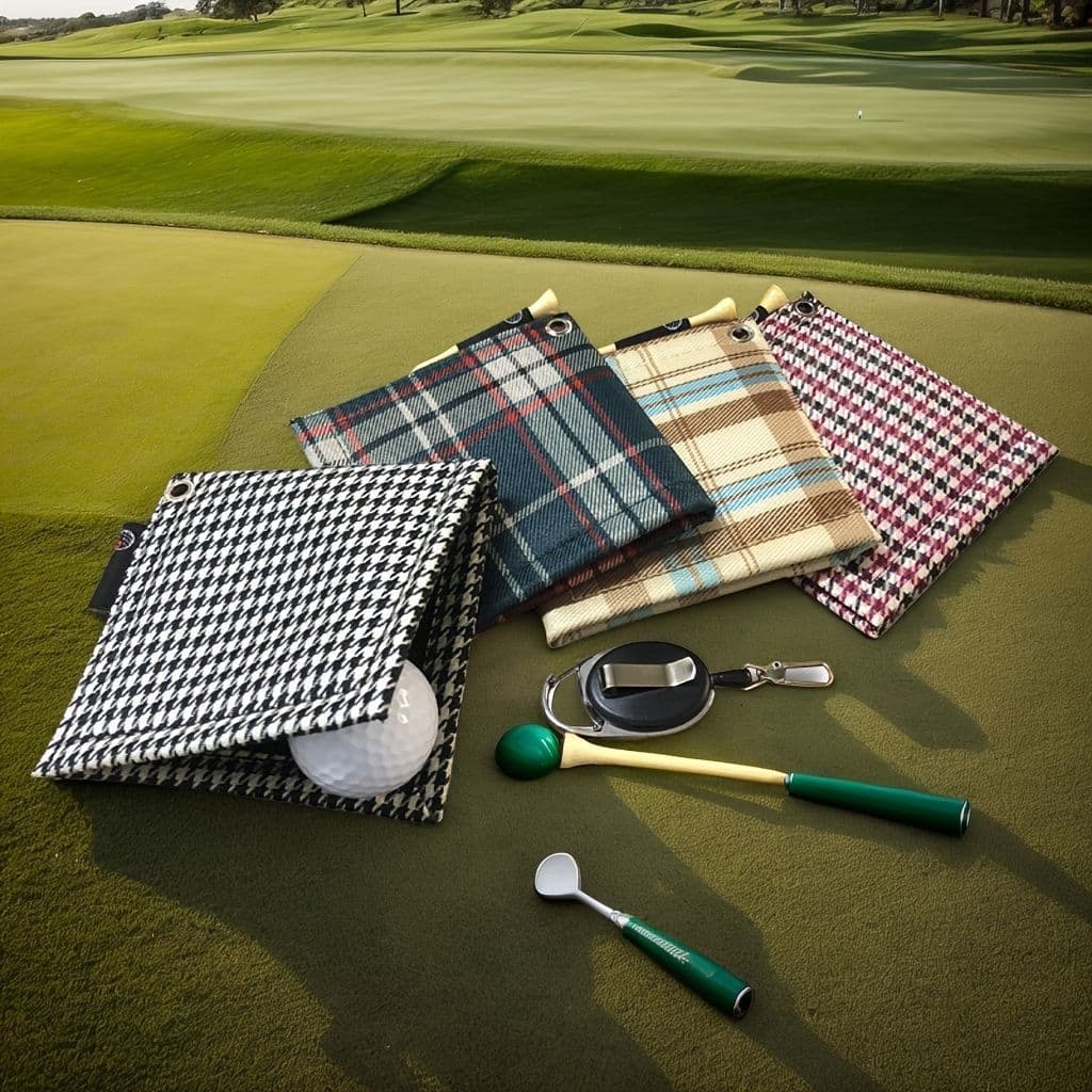 Versão coreana xadrez golfe pano de limpeza dupla face velo poliéster moda clube de golfe toalha equipamentos esportivos