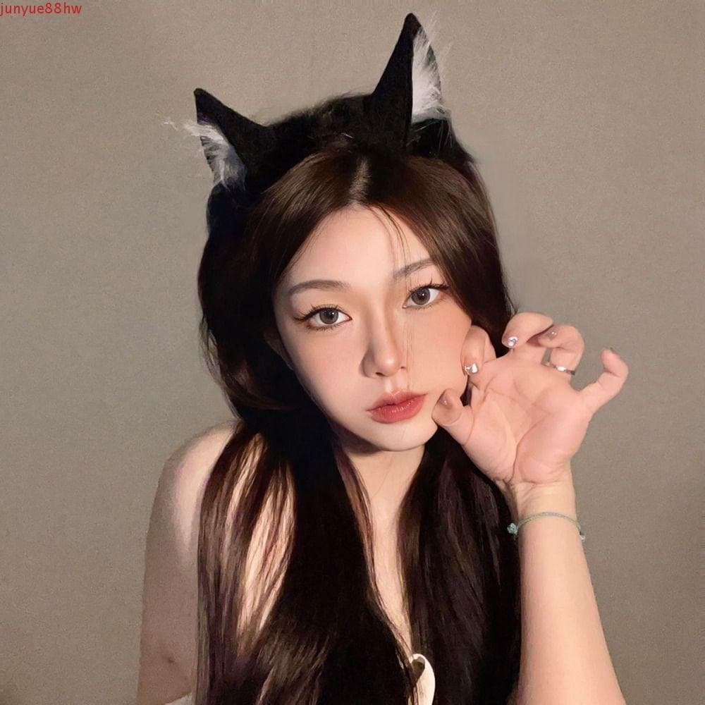 Tiara de Orelha de Gato Junyue Lolita JK Cosplay Tiara Feminina Clipe de Cabelo Fino Pelúc FXIM
