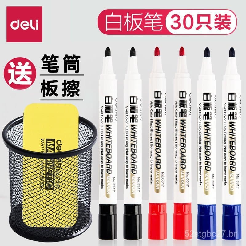 Os marcadores para quadro branco Deli são apagáveis, à base de água, não tóxicos, coloridos, adequados para crianças, pr