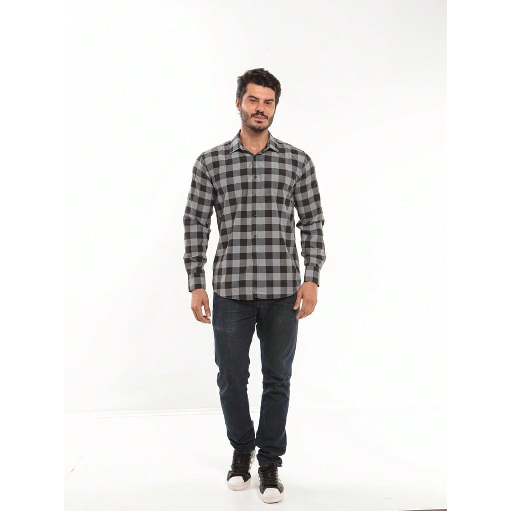 Camisa Xadrez Masculina De Manga Longa Que Não Amassa Importada