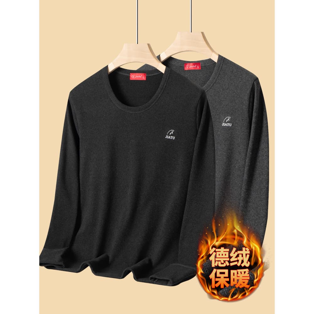 Pai de meia-idade camiseta de manga comprida masculina grossa alemão veludo roupa interior térmica outono inverno de mei