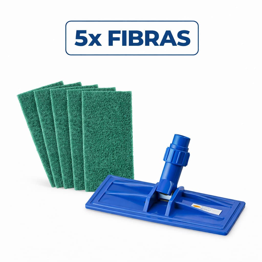 Kit Base Articulada SUPORTE Mop + 5 Un FIBRAS VERDE Limpeza Geral 25 x 10 cm Para Pisos e Superfícies