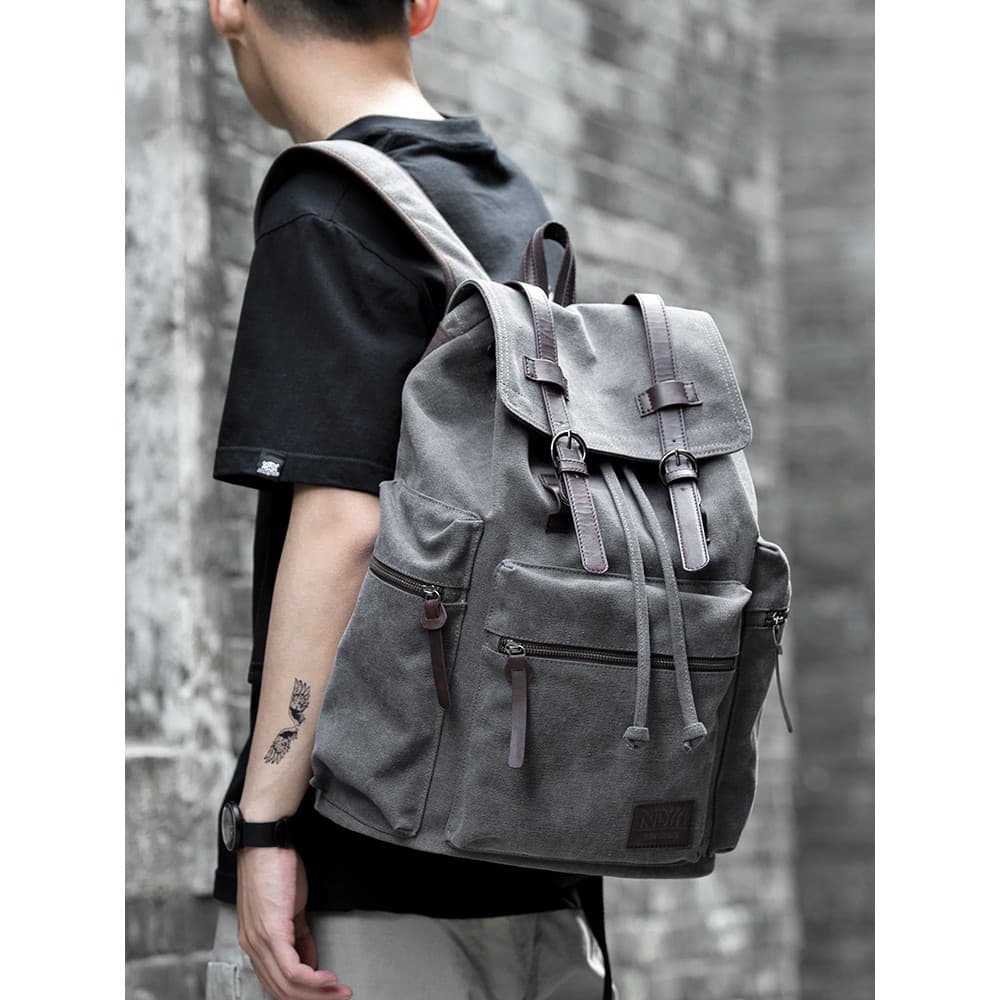 Moda Retro lona mochila masculina grande capacidade leve saco de viagem estudante universitário saco de escola saco de c