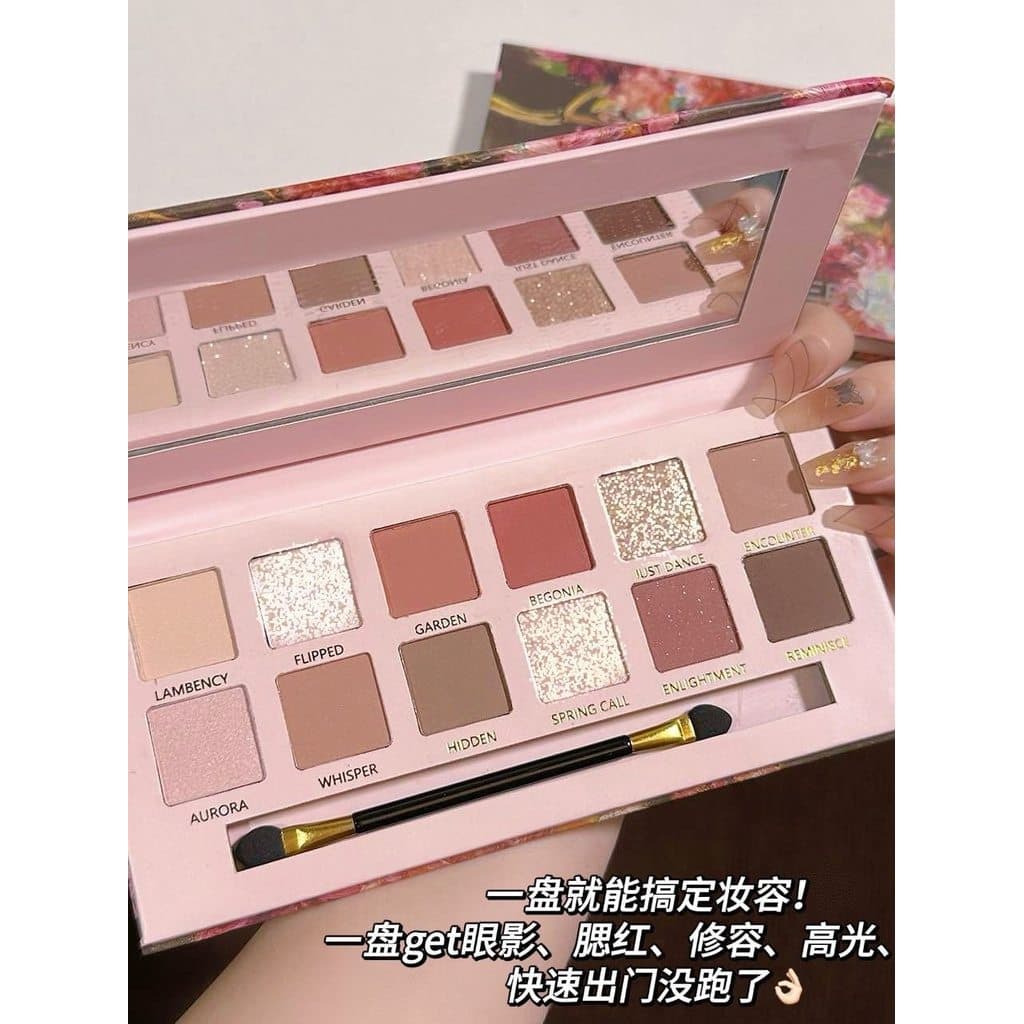 Novo estilo 12 cores Begônia Flor Pintura a óleo Estilo Rosa Marrom Paleta de sombras Fosco Perolado Fino Piscando Cor d