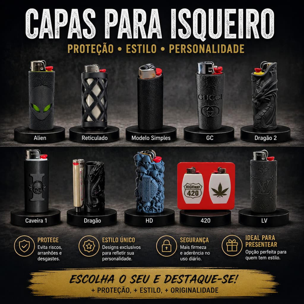 Capa Para Isqueiro Case Bic Grande Personalizado Resistente Estiloso