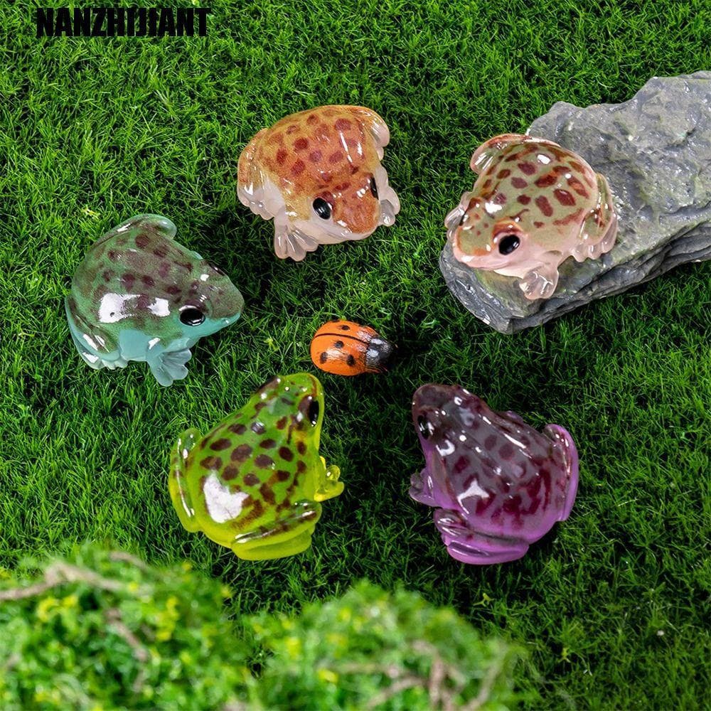 NANZHIJIANT 10 Peças De Estatuetas De Sapos Luminosos Em Miniatura , Artesanato Resina , Ornamento De Mini Sapo De Desen