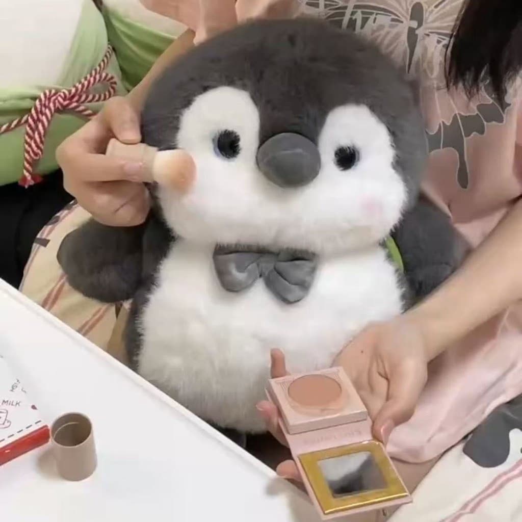 Brinquedo de Pelúcia Pinguim Novatlonchi, Mochila para Casal, Boneco Companheiro de Sono para Crianças