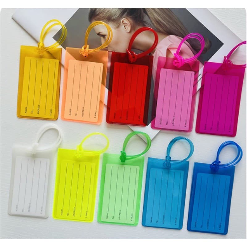 Cor Aleatória Durável Transparente PVC À Prova Dwaterproof Água Viagem Bagagem Tag Titular Para Mala Saco Cartão De Iden