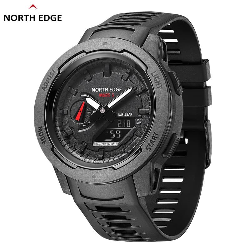 Relógio De Pulso NORTH EDGE Mars 3 Outdoor Sports Watch À Prova D'água 50M Caixa Digital De Fibra De Carbono Para Homens