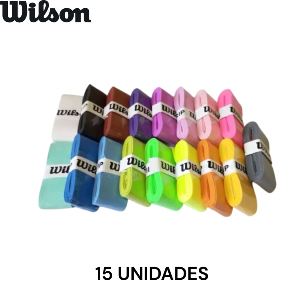 Kit 15 Overgrips Wilson Pegajoso Cores Aleatórias - Grip Para Raquete Tennis, Beach Tênis, Padel
