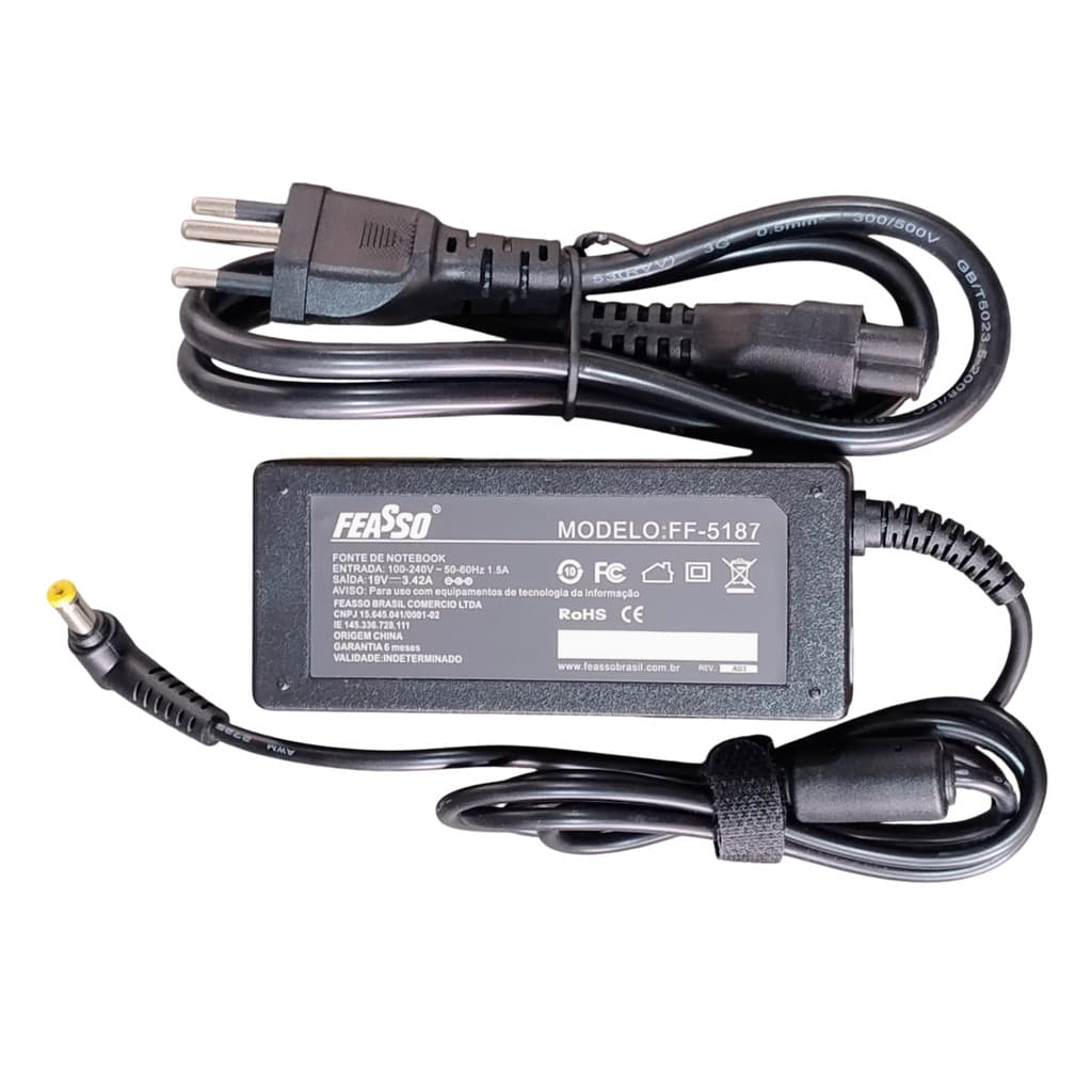 Fonte / carregador Feasso para Notebook Acer Aspire 19V 3.42A 65W