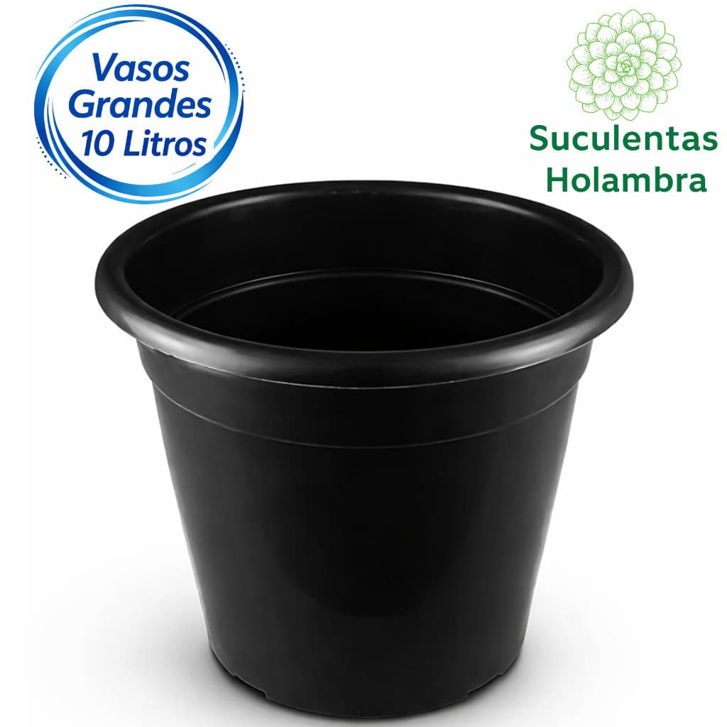 Kit 3 Vasos Redondos Grande Preto 10 Litros