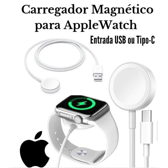 Carregador Relógio Magnético Por Indução USB/TIPO C Smartwatch Apple Watch Original