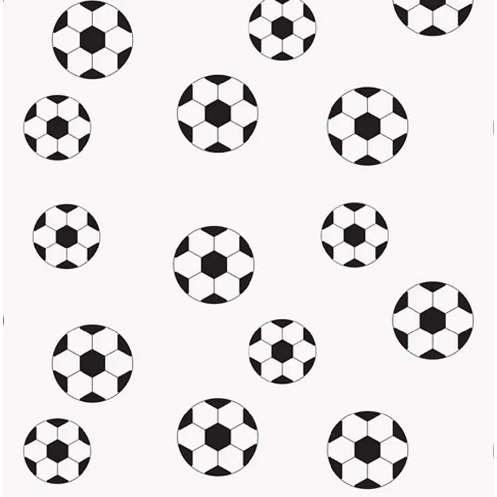 TNT Estampado Futebol Fundo Branco 1,40m Largura - perfeita para Festa Painel e Toalha de Mesa - Comprimento 1m a 3m