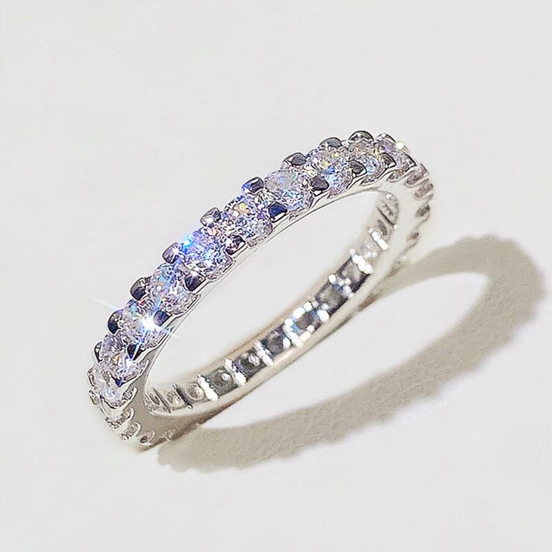 Anel de prata esterlina S925, zircônia estrela incrustada/joias de moda simples/casamento/presente atacado