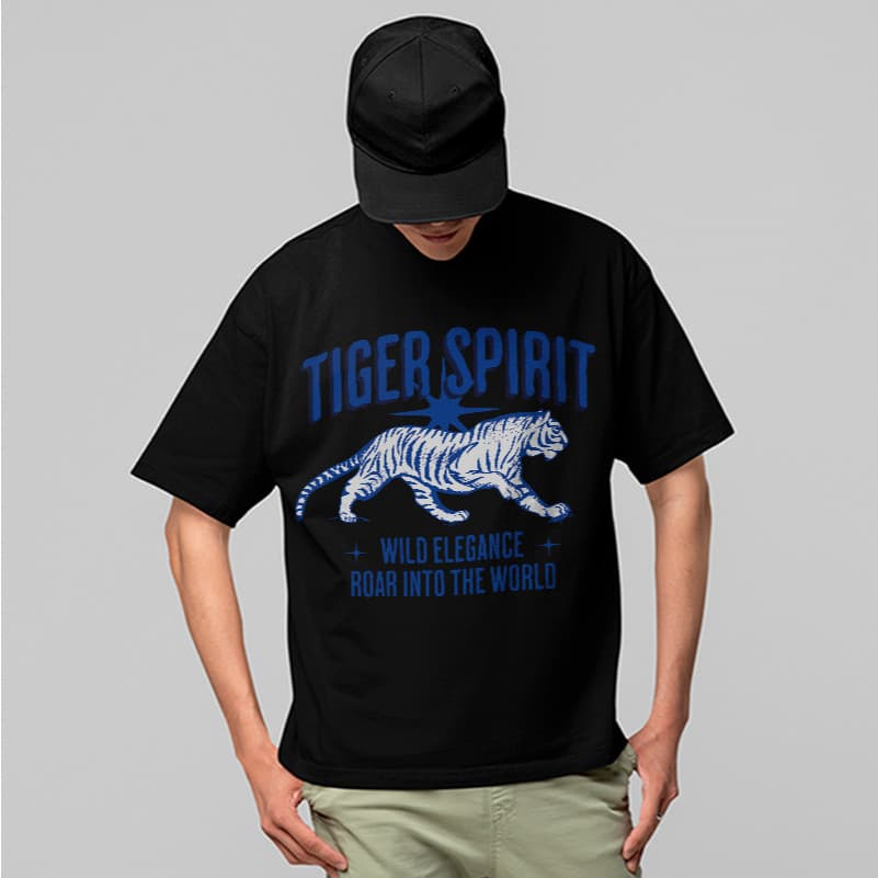 Camiseta Oversized Tiger Spirit Tigre Selvagem Wild Elegance Streetwear