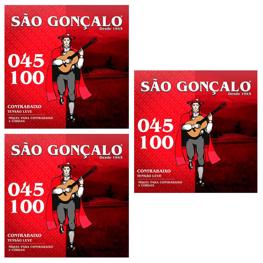 3 Jogos de Cordas P/Baixo 4C Niquel 045/100 São Gonçalo