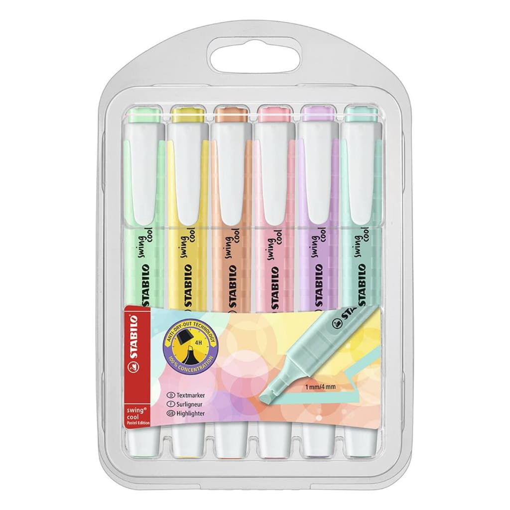 Marca Texto Stabilo Swing Cool Pastel  6 Cores