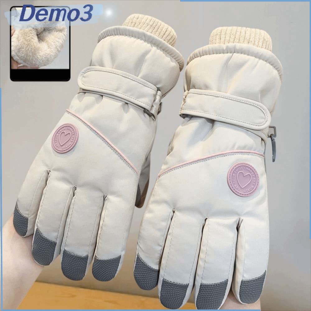 Luvas De Pelúcia Femininas,Esqui Impermeáveis Para Snowboard Com Tela Sensível Ao Toque Neve Quentes De Inverno