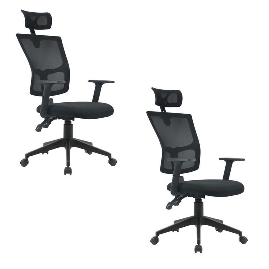 Kit 2 Cadeiras Escritório Presidente Ergonômica NR17 Tela Mesh Londres Preto Cadeira Presidente