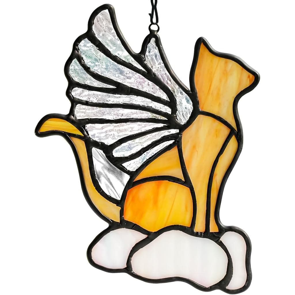 Presentes Comemorativos para Gatos com Asas de Anjo Arco-Íris, Apanhador de Luz de Gato Laranja, Apanhador de Luz de Vid