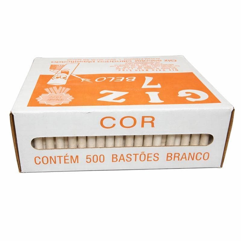 Giz Escolar Plastificado 500 Unidades Branco - Sete Belo