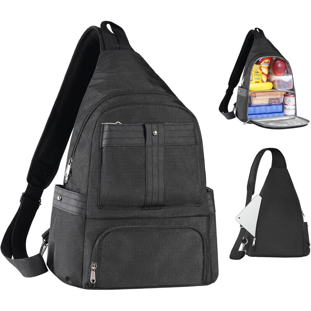 Mochila de Almoço Transversal, Caixa Térmica Grande de Duplo Compartimento para Homens e Mulheres Adultos, Lancheira à P