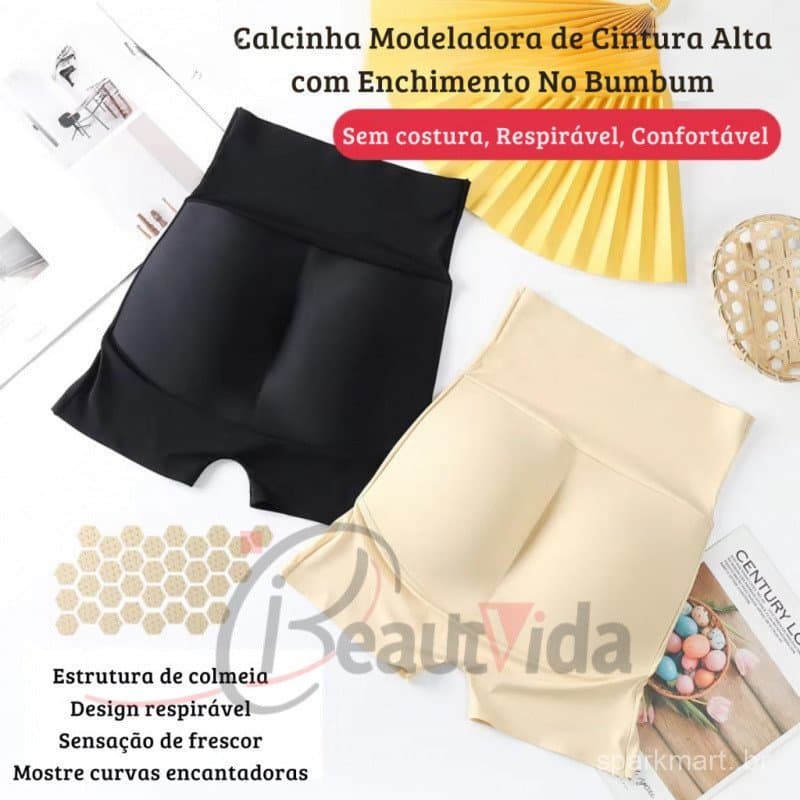 Bundex Calcinha Cheia de Espuma – Hip Enhancer Modeladora com Enchimento no Bumbum, Aumenta e Empina, Cintura Alta