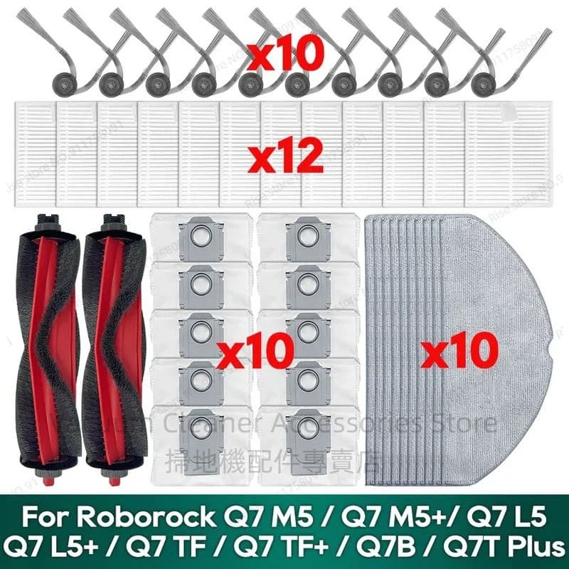Para compatível com Roborock Q7 L5 TF/Q7 M5/Q7B Robô Aspirador De Pó Acessórios Lado Principal Escova Filtro Esfregão