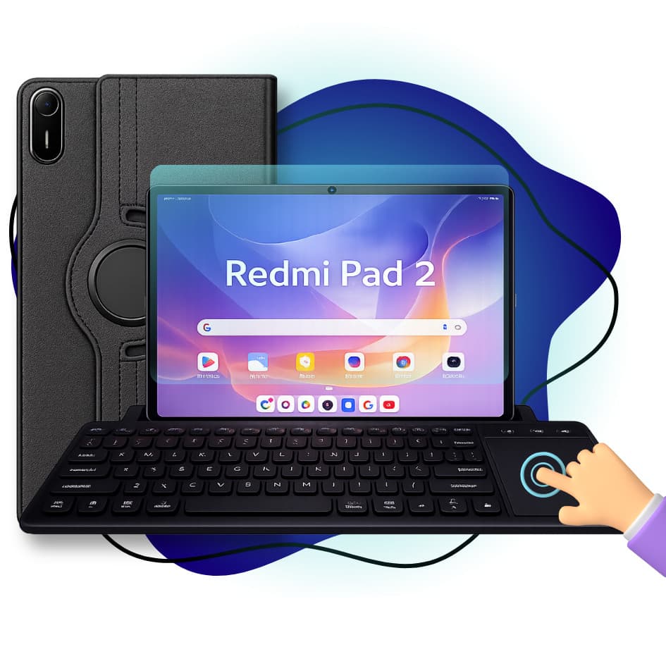 Kit Capa 360º Teclado Touchpad E Película Para Redmi Pad 2