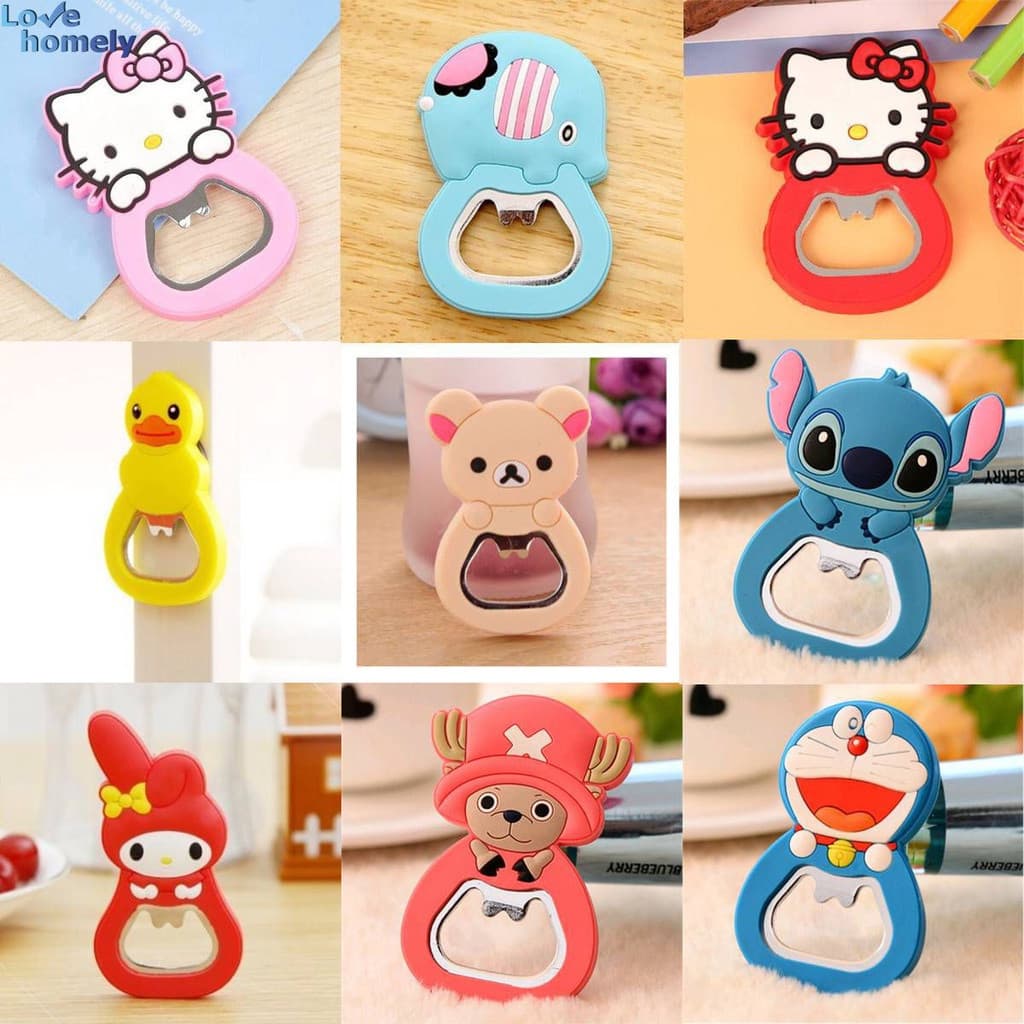 Abridor de Garrafas de Desenho Animado Adesivo Magnético para Geladeira Criativo Hello Kitty Doraemon Cerveja Acessórios