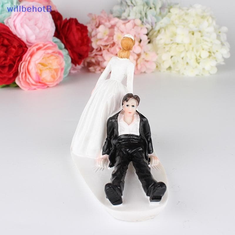 [WillbehotB] Topper De Bolo De Noiva E Noivo Engraçado " Groom't Fuga " Toppers Casamento Resina Realista Para Festa De