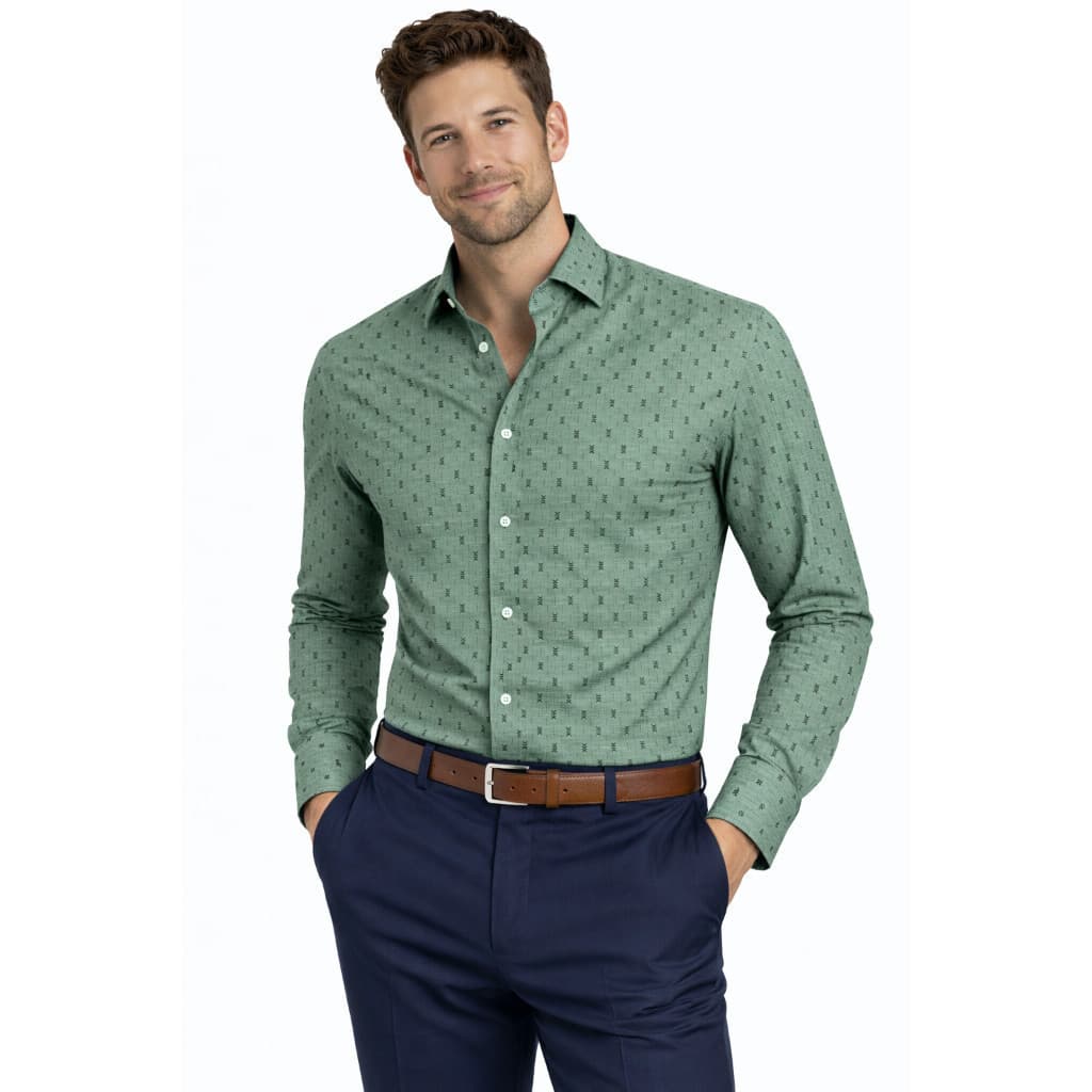 Camisa Social Masculina com Estampa Geométrica