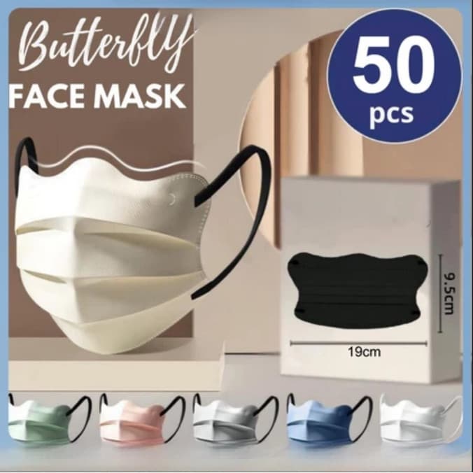 10 Unidades/50 Pacote Máscara Facial De Poeira De 3 Camadas Borboleta Design De Em Forma De V Para Proteger Contra Raios