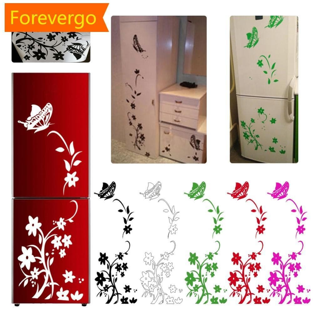 forevergo 25x70CM Criativo Borboleta Flor Padrão Geladeira Adesivo Decoração De Casa Adesivos De Parede O1Y3