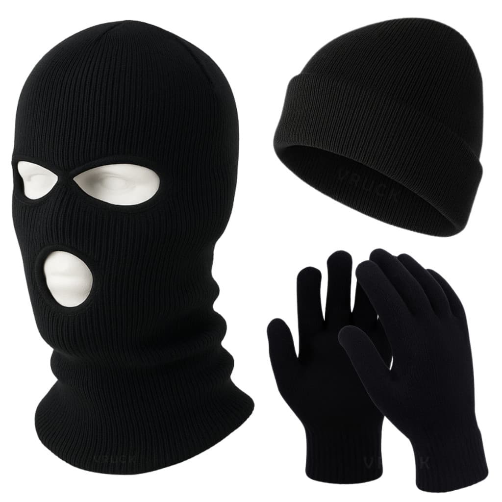 Kit Balaclava Luva Touca Ninja Máscara Motoqueiro Lã Térmica Unissex Inverno Trabalho