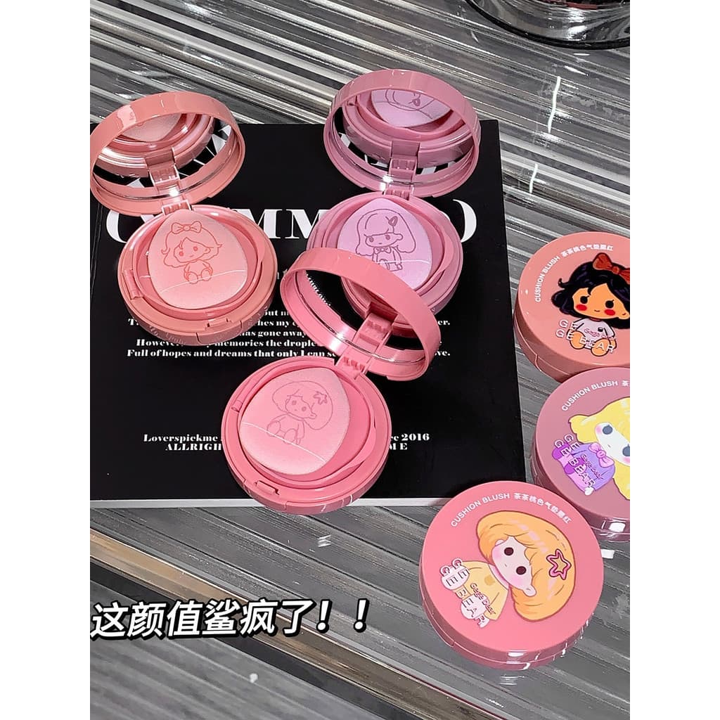 Gegebear chá pêssego cor almofada Blush com Puff clareamento pó antiaderente segurando maquiagem melhorar a tez novo est