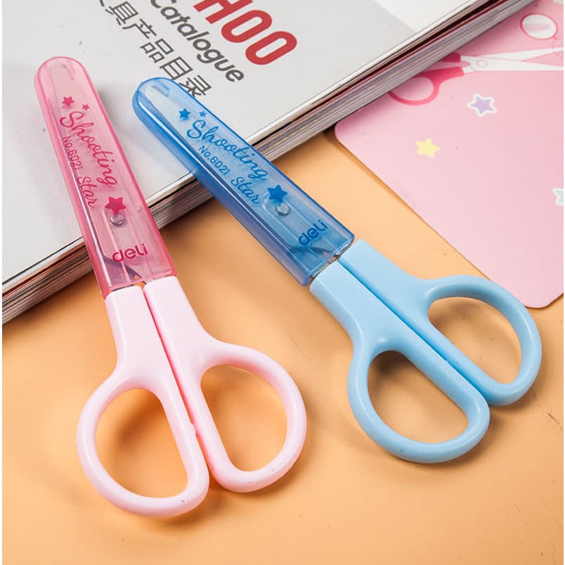 Deli tesoura de segurança 6021 crianças estudantes da escola primária usam diy classe artesanal faca de corte de papel d