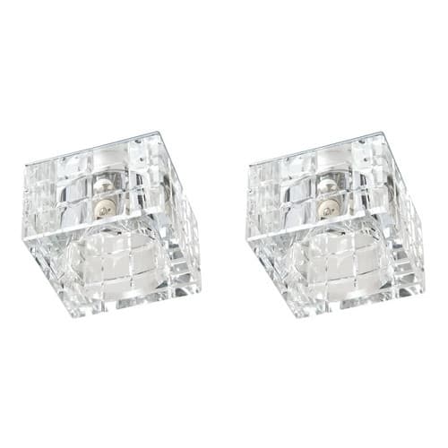 2 Un Spot Iluminação Cristal Embutir 7cm Banheiro Sala Ac974 Estrutura Vidro Transparente 127/220v