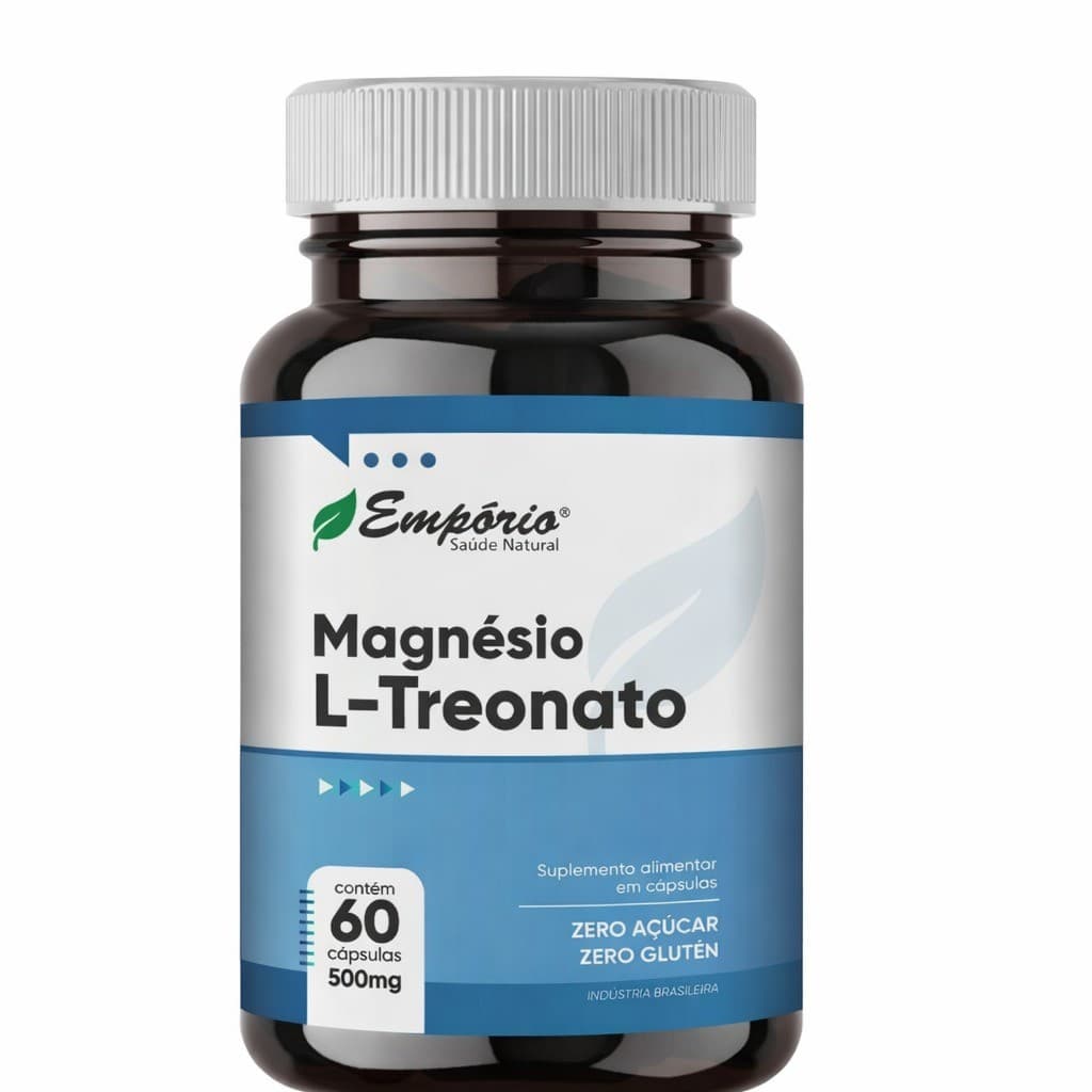 Magnésio L-Treonato 500mg 60 Cápsulas Empório Natural Alta Absorção Suporte Cognitivo