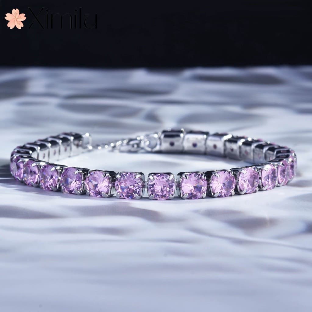 ❤ Original luxo rosa cristal quadrado diamante pulseira ajustável moda jóias femininas